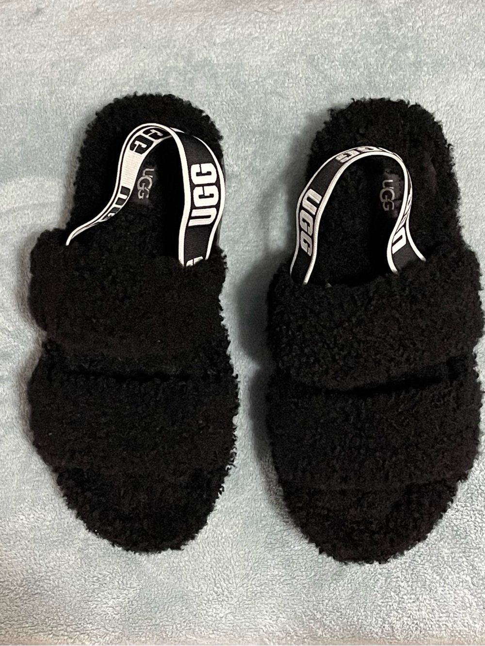 UGG Oh Fluffita Black Shearling Platform Sandals Size 8 - Picture 7 of 7